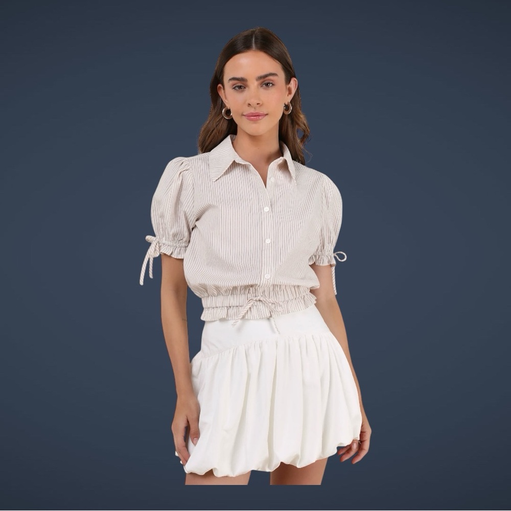 Cutely Defined White Bubble-Hem Mini Skort, Medium, NWT